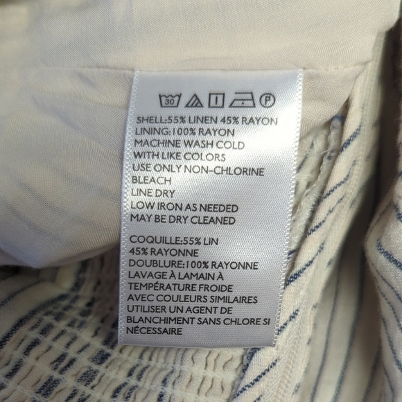 01573 Urban Outfitters Striped Wide Leg Jumpsuit Ivory Blue Size 0 hipster - Picture 8 of 8